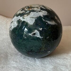 Large 2.10 Pound 3-3/4” Diameter Druzy Moss Agate Crystal Gemstone Sphere